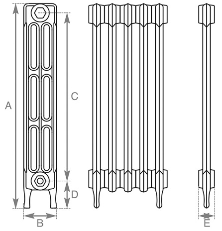 Victorian 3 Cast Iron Radiator 735mm Spec